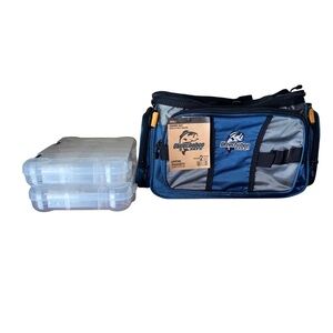 Okeechobee Fats Fishing Bag w/ 2 Clear Tackle‎ Boxes Small Organizer NWT